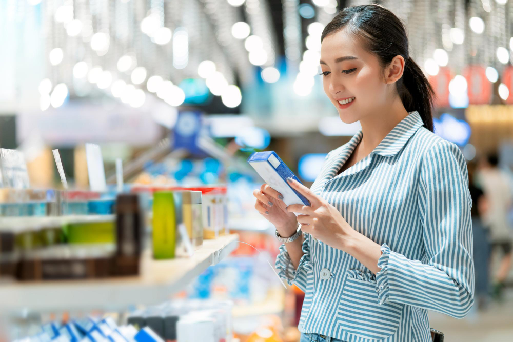 Woman buying products at a department store