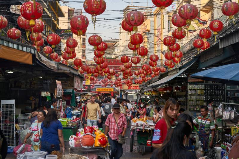 Chinese new year business with wood dragon vigor